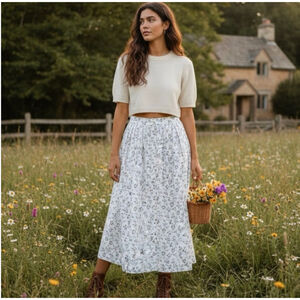 NEW Deadstock Vintage Ports International White Floral Skirt Size 14 (L)